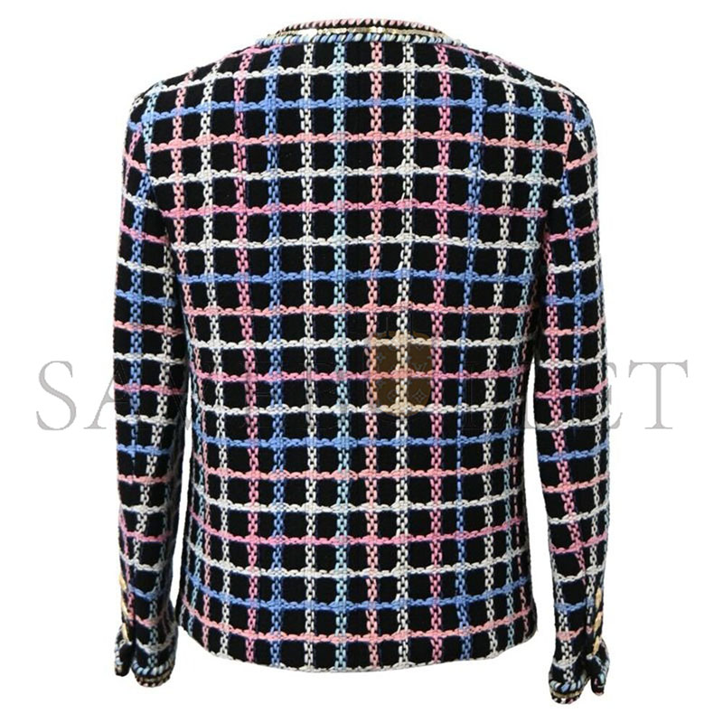 Ch**el printed evening tweed jacket in multicolor cotton